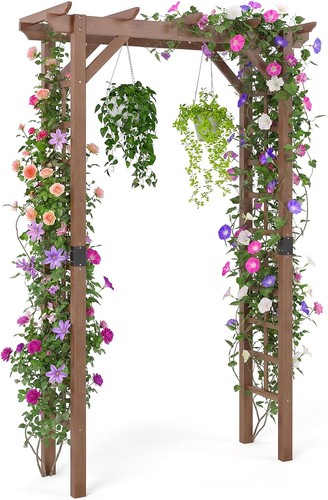 7ft wood garden arbor trellis - arbor,