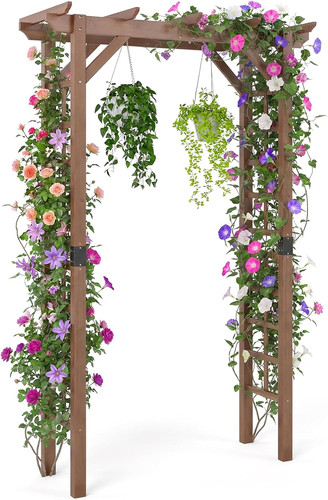 7ft wood garden arbor trellis - wood,